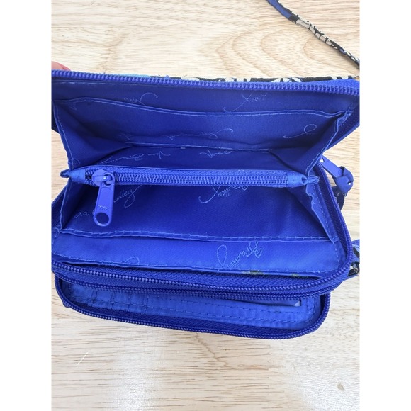 VERA BRADLEY BLUE BAYOU Double Zip- 2in1 Wallet Detachable Strap Crossbody #63 - Picture 8 of 9